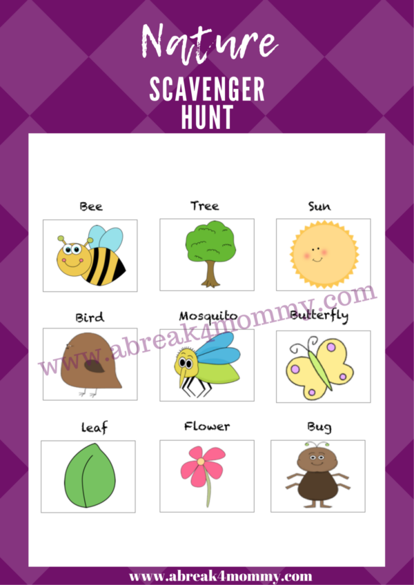 Nature Scavenger Hunt For Kids Free Printable | A Break 4 Mommy