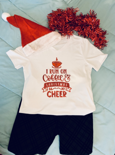 Cricut DIY Coffee and Christmas Cheer T-Shirt