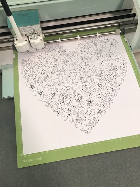 DIY Adult Coloring Pages You Can Create Using Your Cricut Heart Image on Cricut Mat